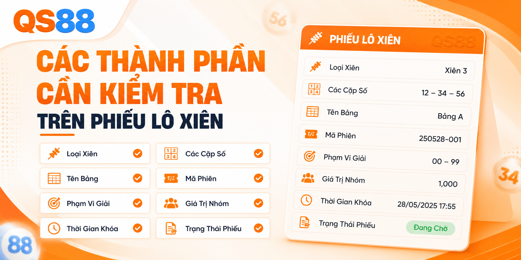 Các thành phần cần kiểm tra trên phiếu lô xiên