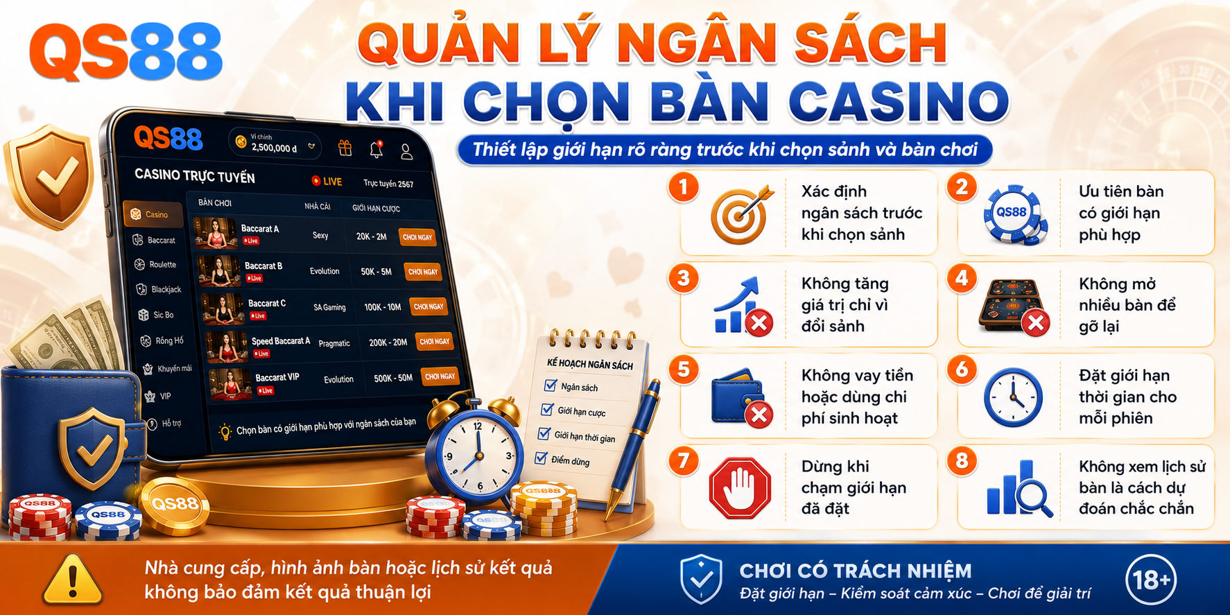 Quản lý ngân sách khi chọn bàn casino 