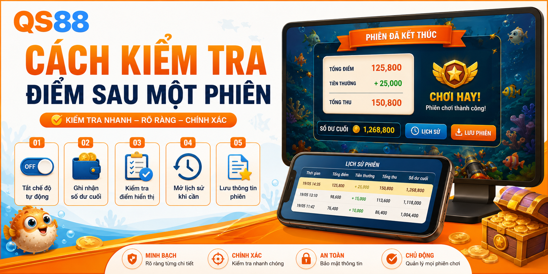 Cách kiểm tra điểm sau một phiên bắn cá QS88