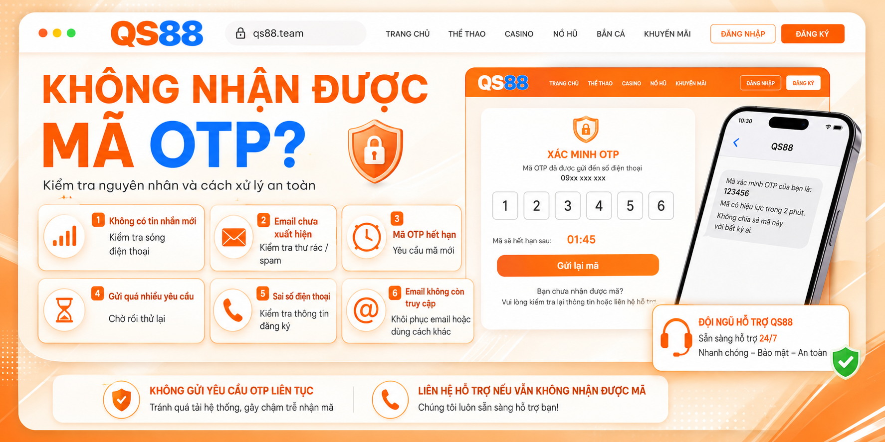 Không nhận được mã OTP 